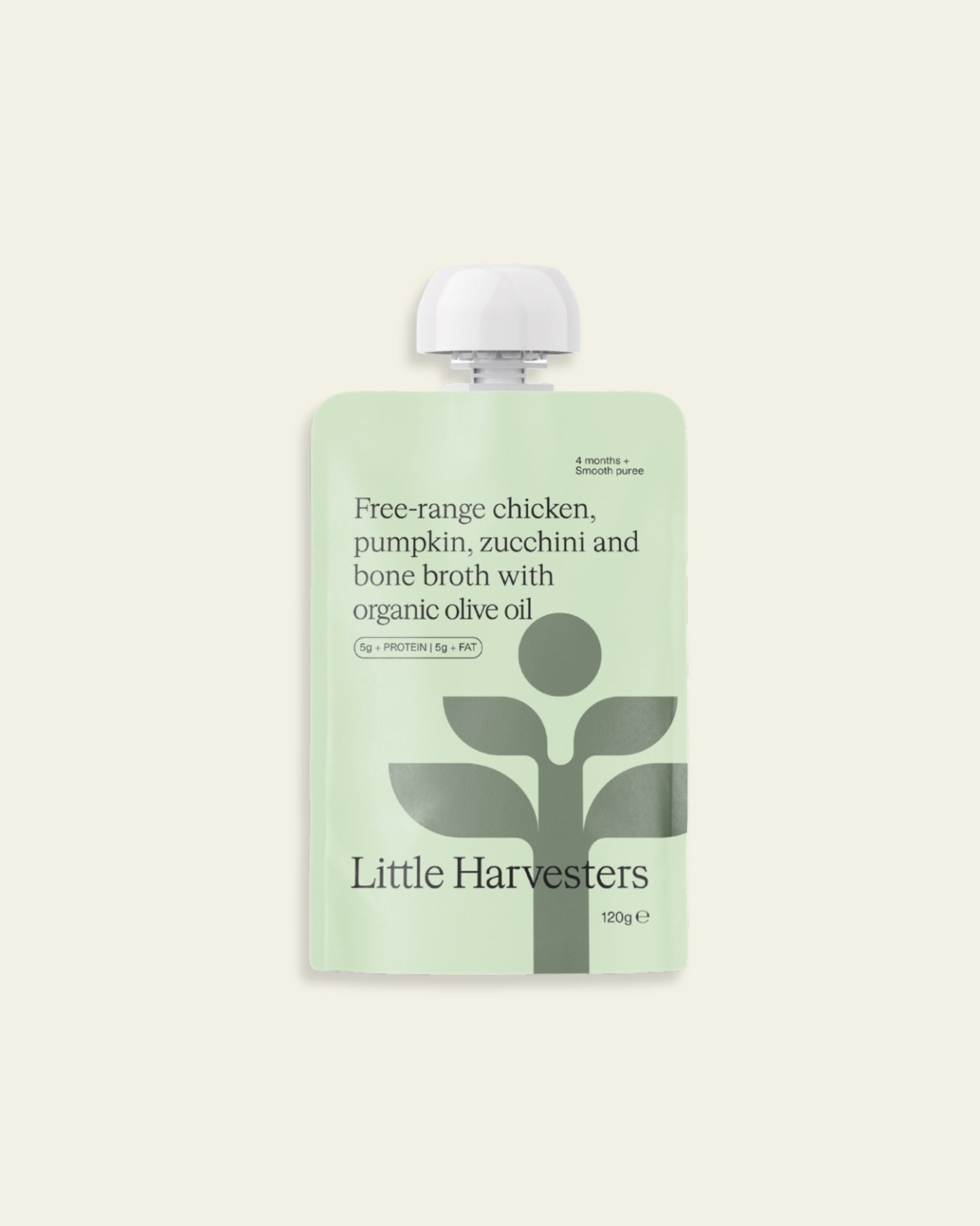 Free-range chicken, pumpkin, zucchini and bone broth with organic olive oil